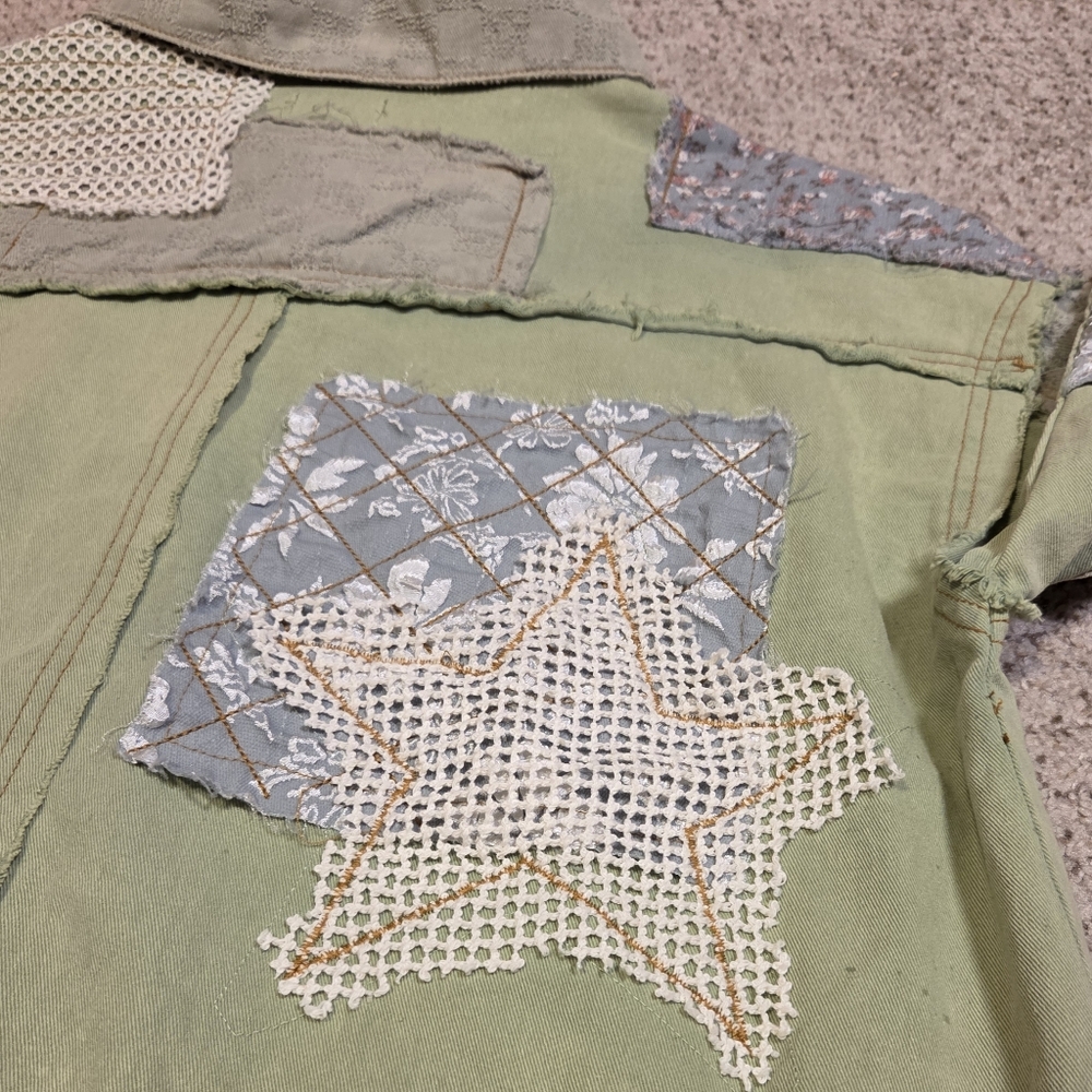 Pol Patchwork Mixed Prints Boho Twill Cotton Butt… - image 5